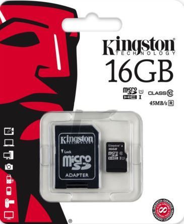 KINGSTON MicroSDHC 16Gb + adaptér